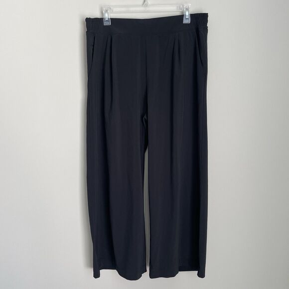 Athleta Size 14T Tall Brooklyn Black Wide Leg Cropped Crop Pants Yoga Athletic - Picture 1 of 8